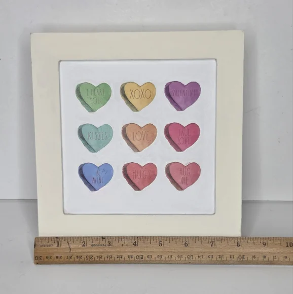 Rae Dunn Valentine's Day Conversation Colorful Hearts Wall Or Tabletop Decor - Picture 5 of 9